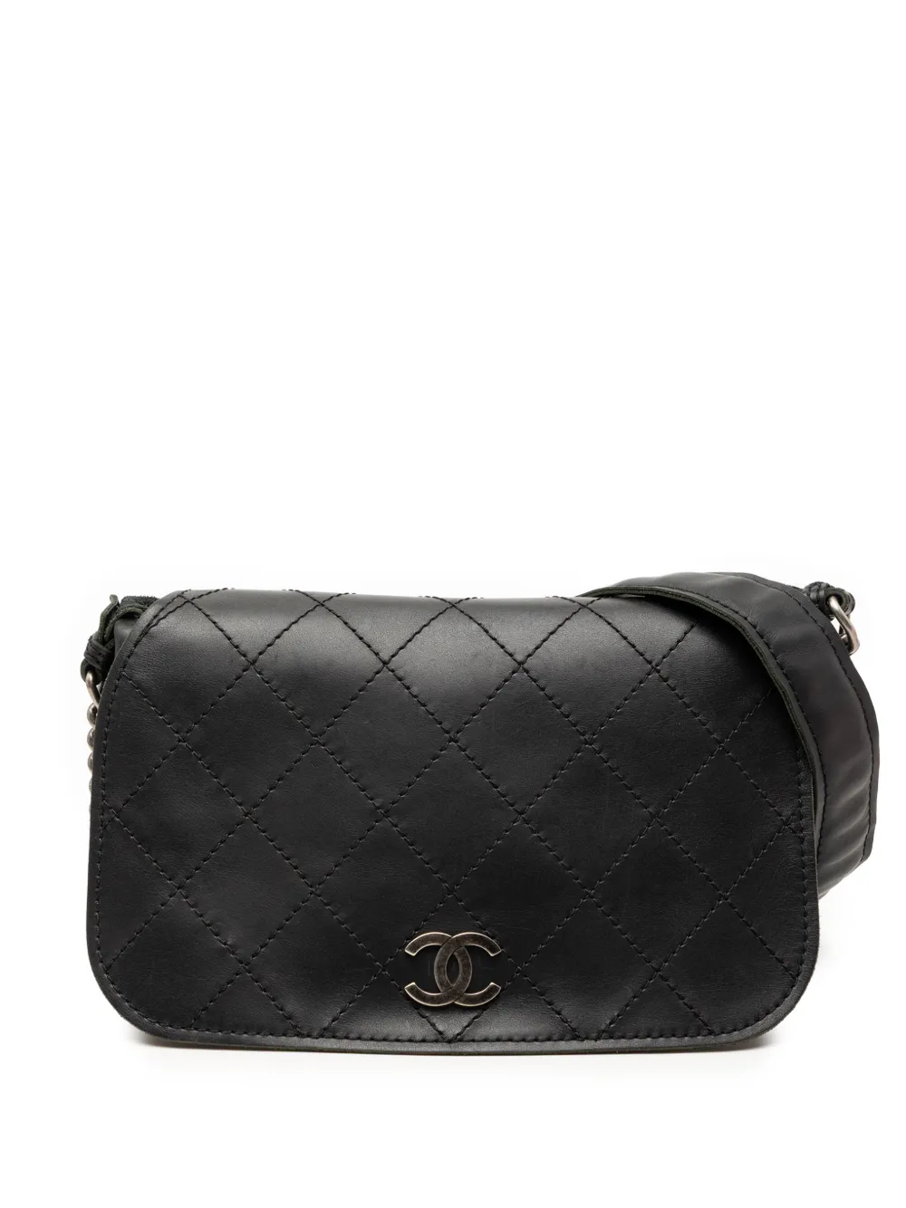 CHANEL Pre-Owned 2013-2014 Paris Edinburgh Small Calfskin Highlander Flap crossbody bag - Nero