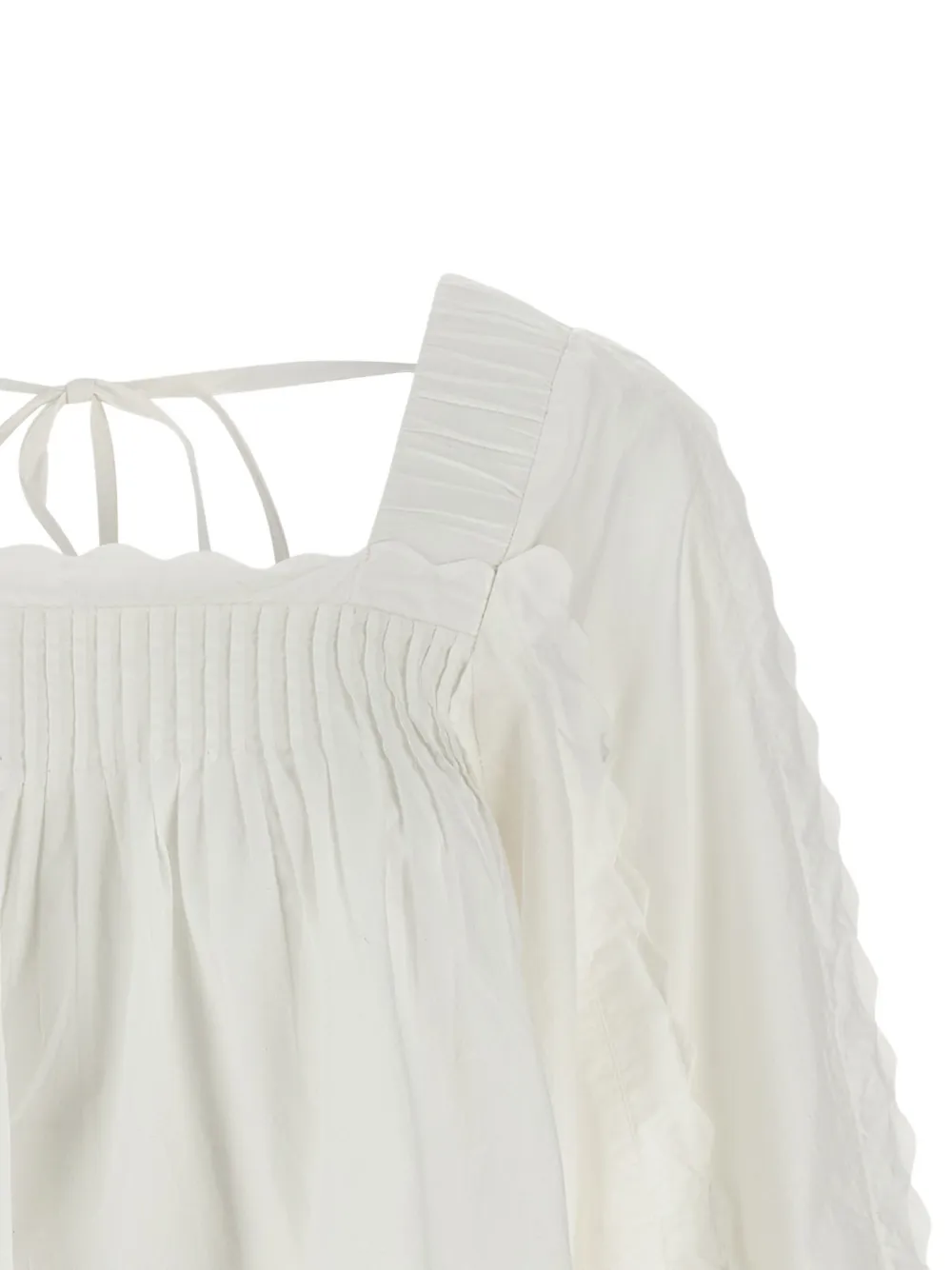  Farm Rio Pleat Long-sleeve Blouse - White 
