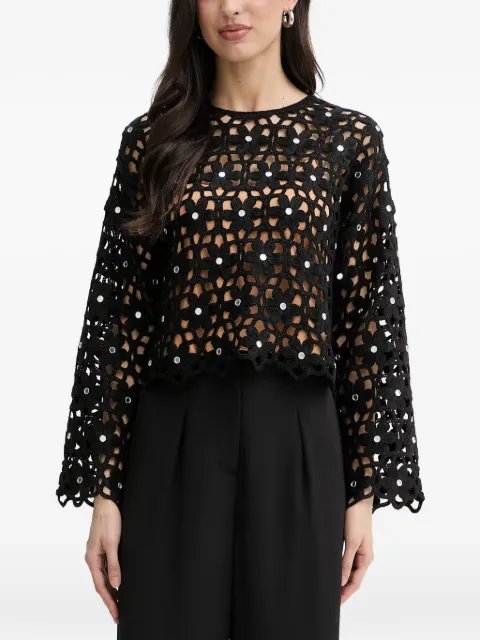 Michael Kors mirror-embellished floral crochet top