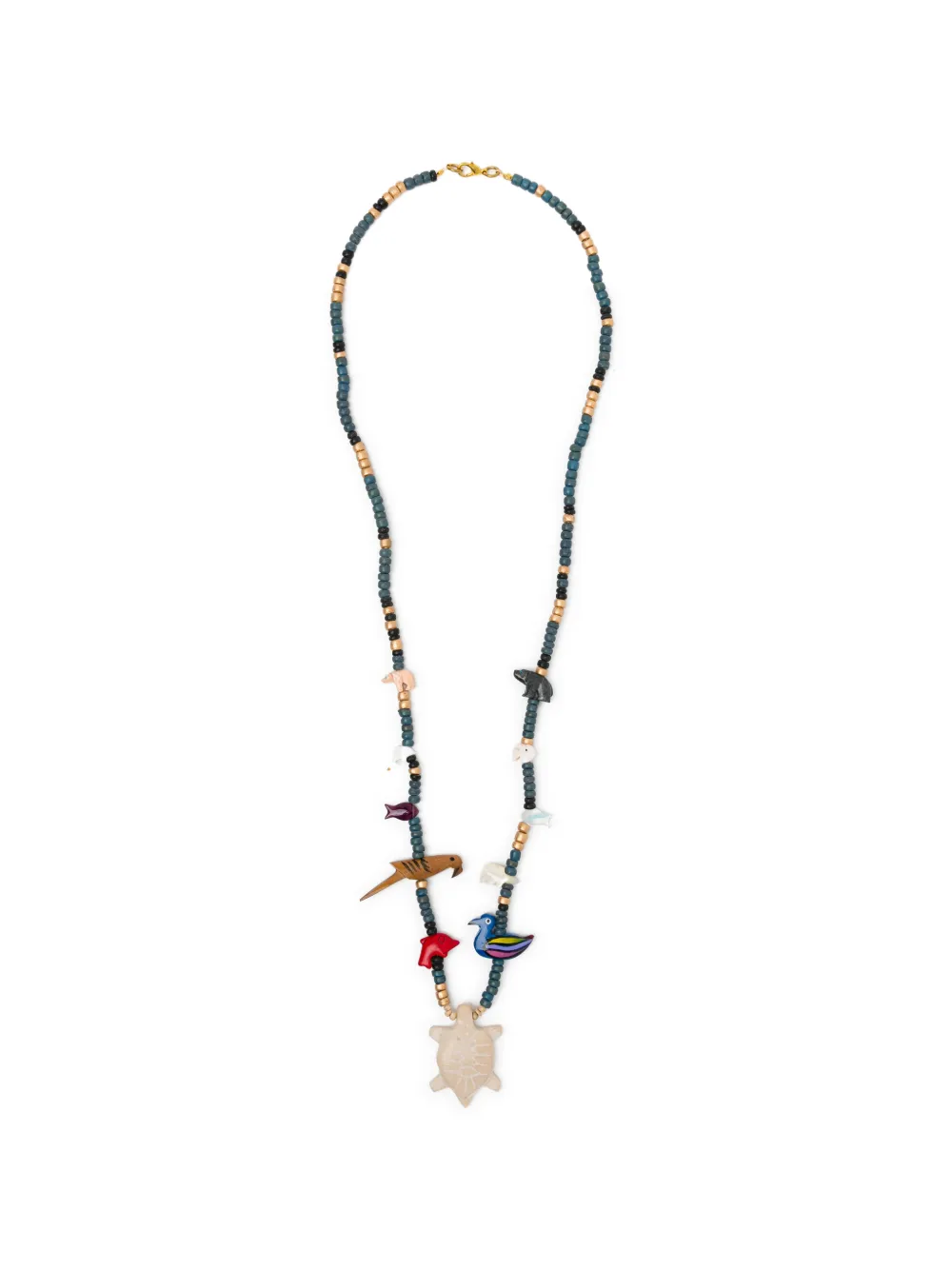 BLAKLACE beaded animal charm necklace - Blu
