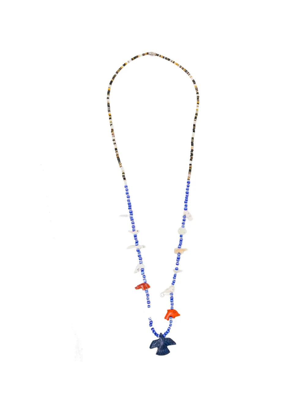BLAKLACE beaded bird pendant necklace - Blu