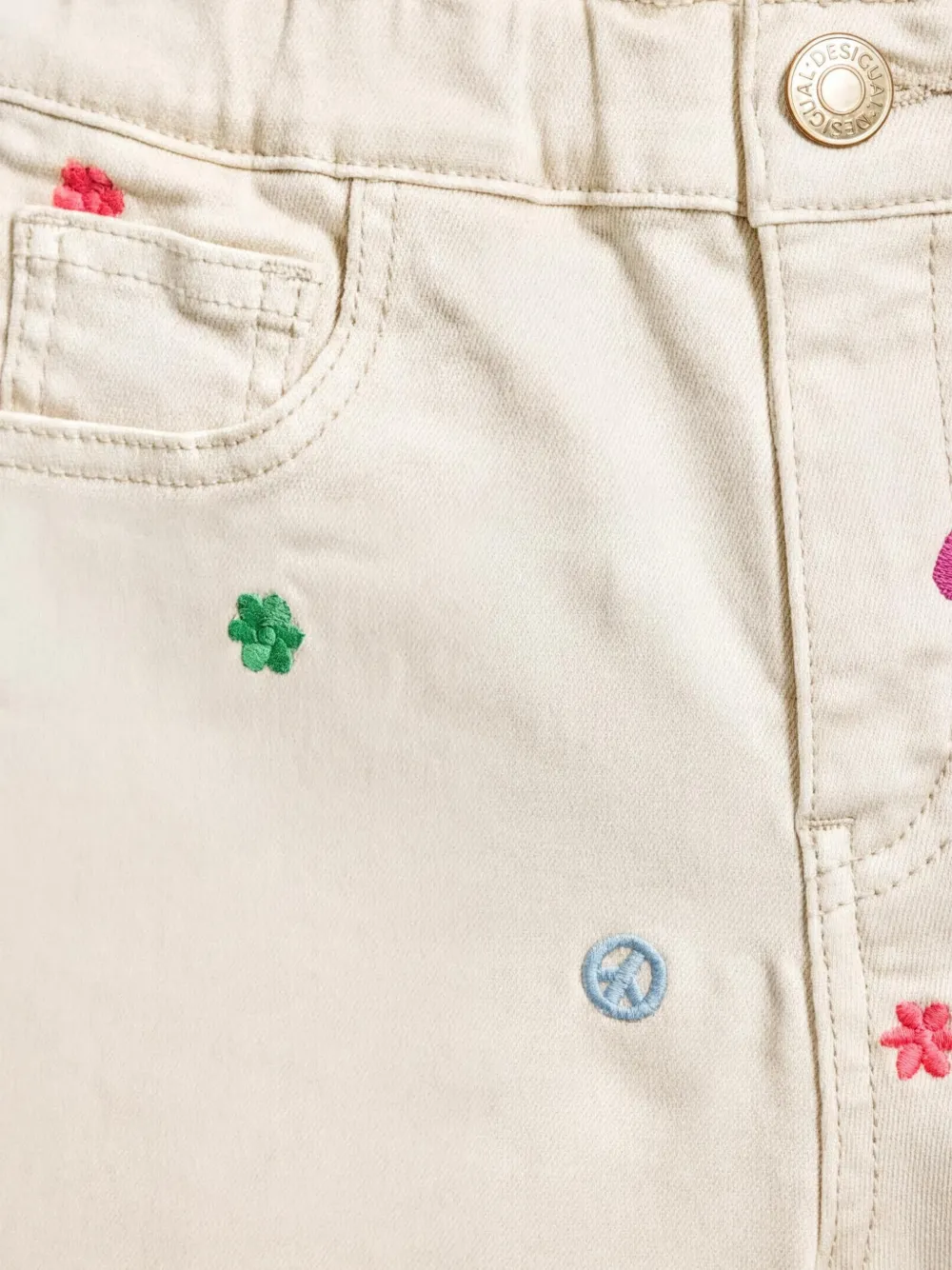 Desigual Spijkershorts met borduurwerk Beige