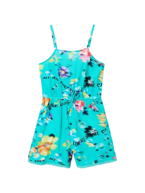 Desigual floral-print slogan-print playsuit