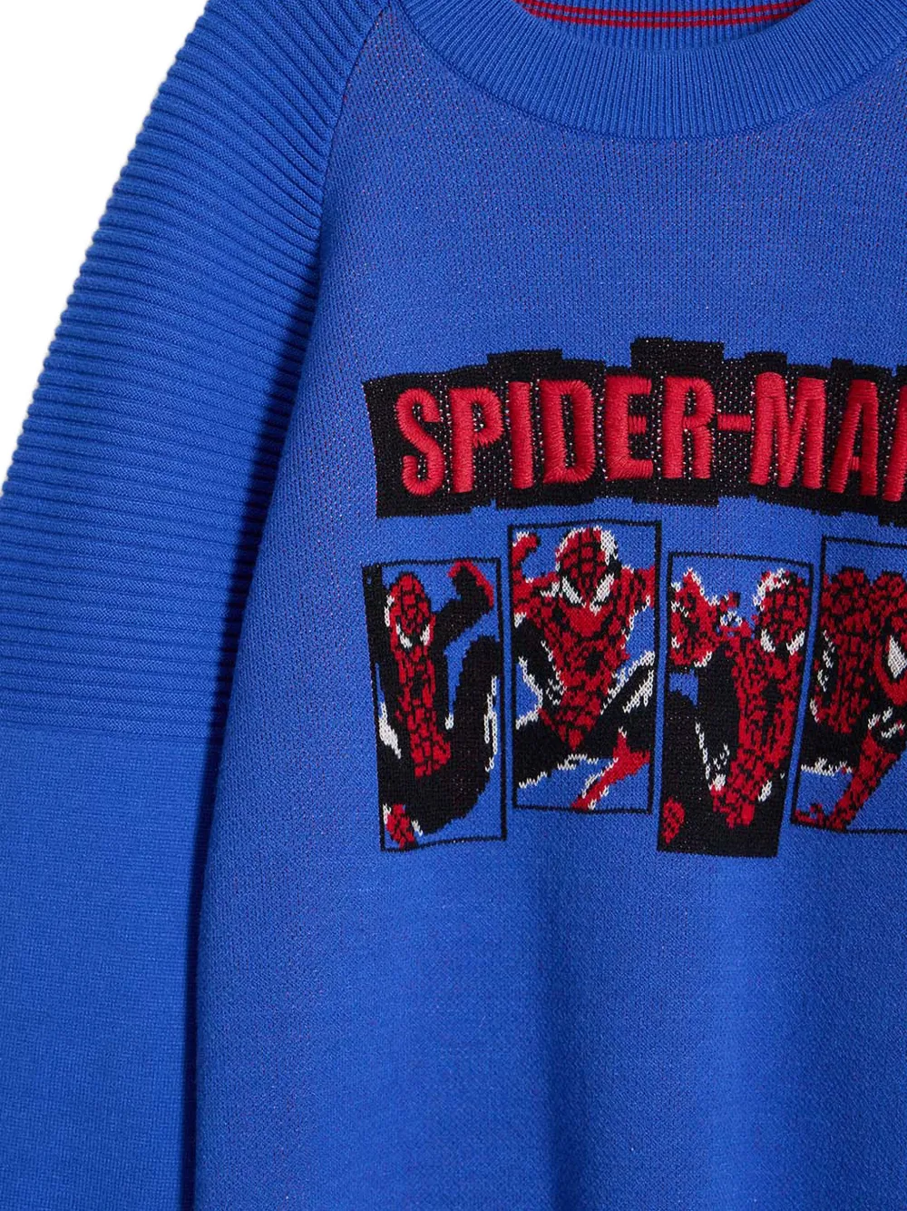 Desigual Spider-Man intarsia-knit sweater Blauw