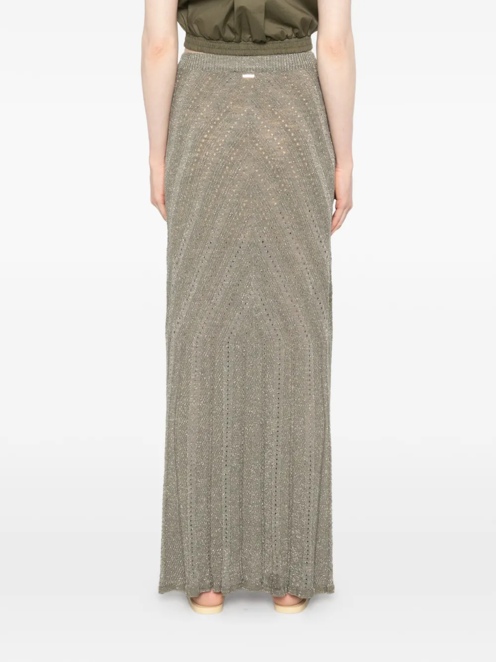 TWINSET Linnen gebreide maxi-rok met lurex Groen