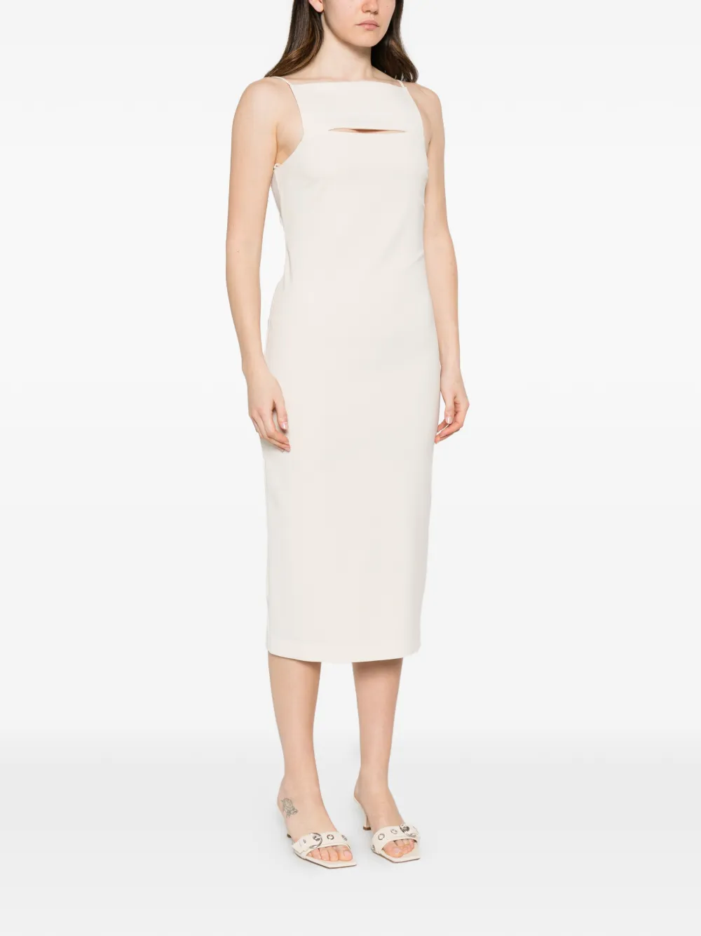 Patrizia Pepe Mouwloze midi-jurk Beige