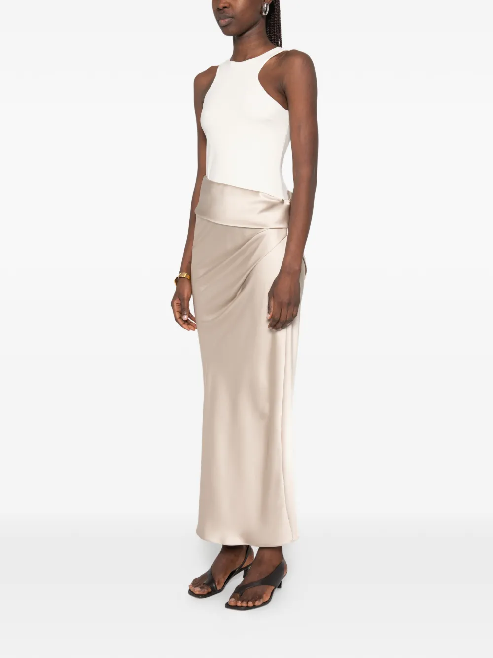 Patrizia Pepe Maxi-jurk met ruches Beige