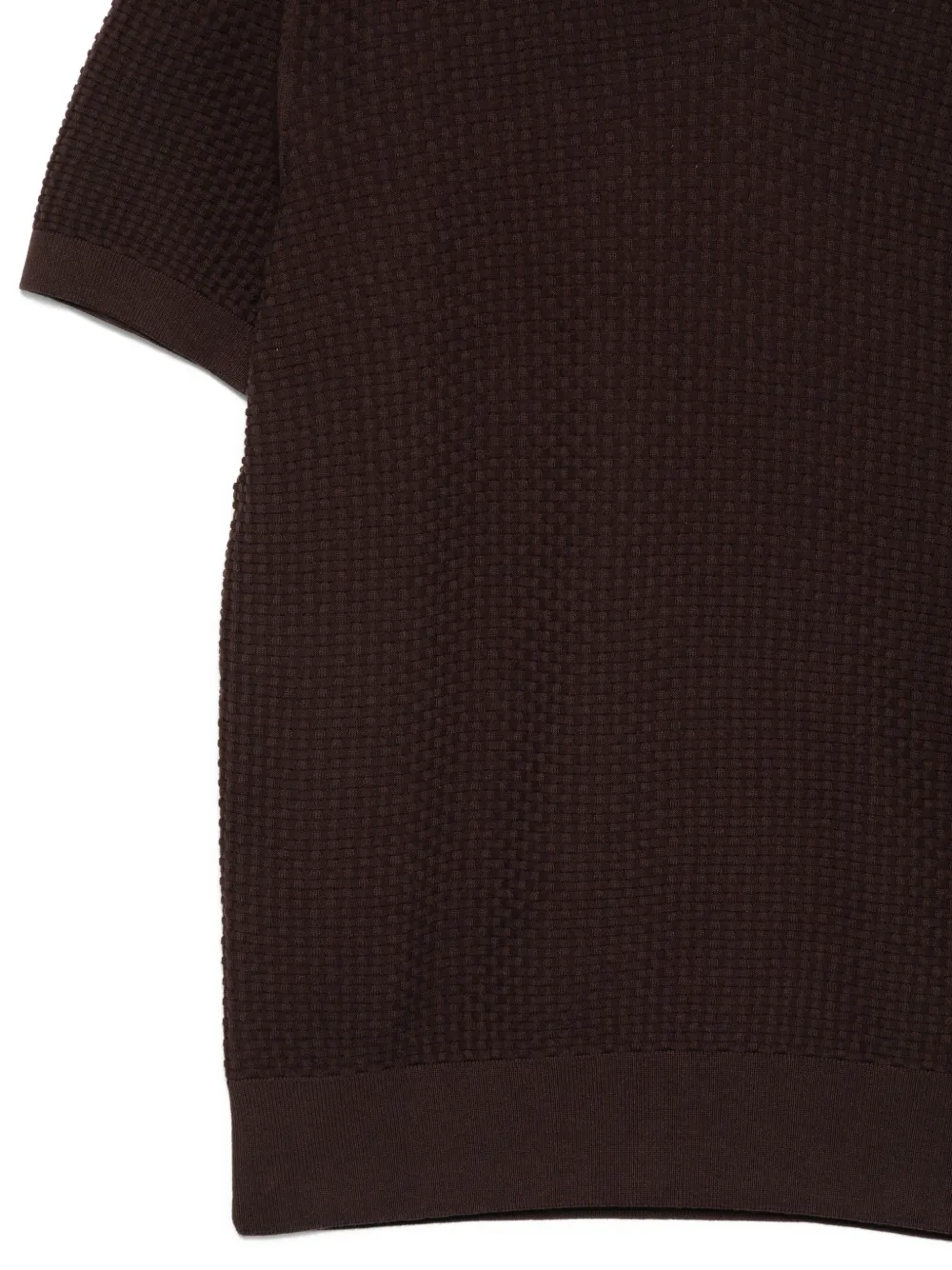 BOSS T-shirt met textuur en V-hals Bruin