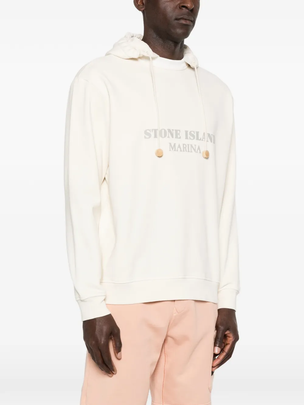 Stone Island _S.I. Marina katoenen fleece hoodie Wit
