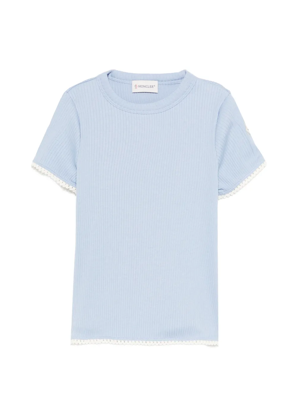 Moncler Enfant Geribbeld kanten T-shirt Blauw