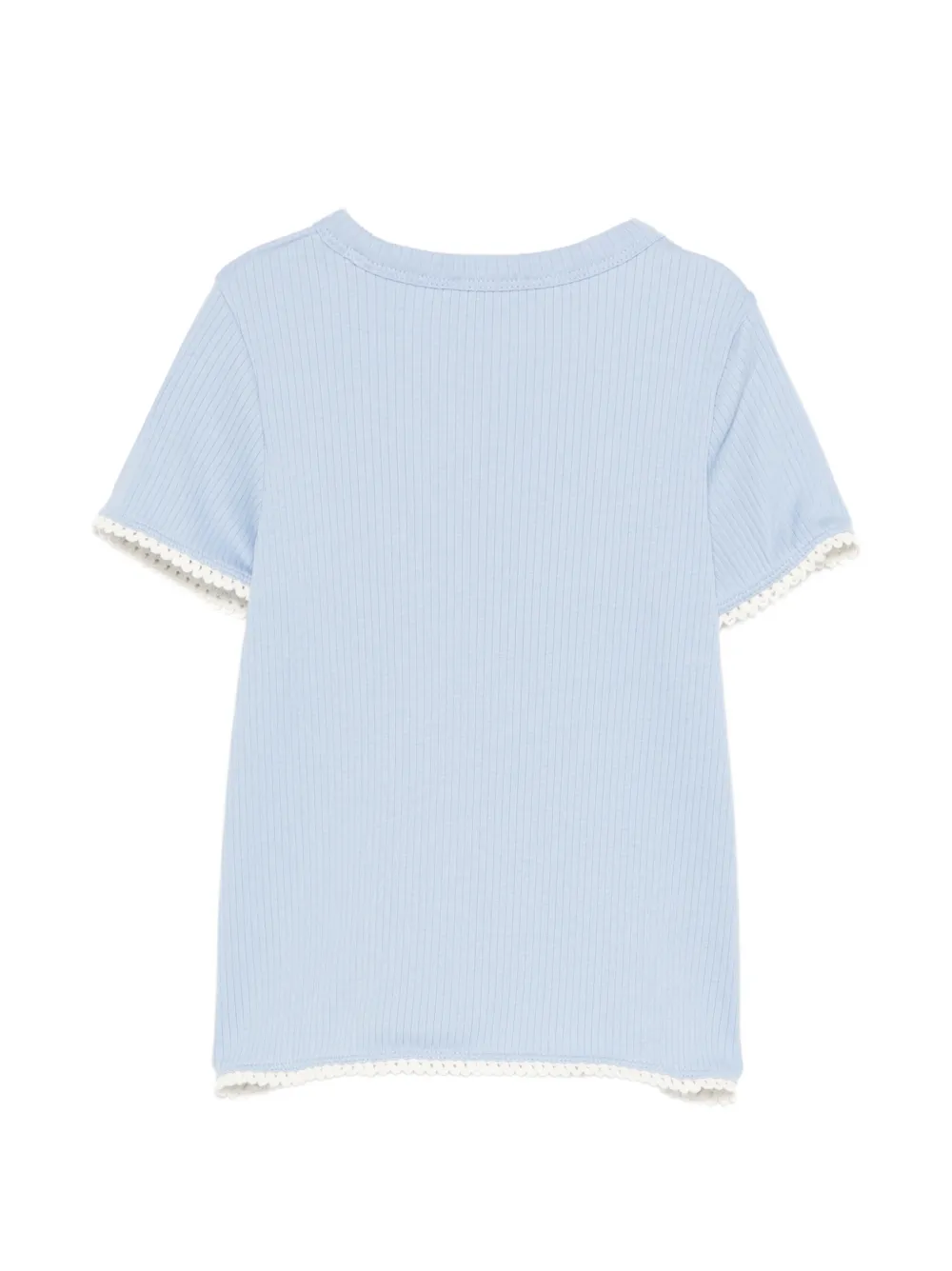 Moncler Enfant Geribbeld kanten T-shirt Blauw