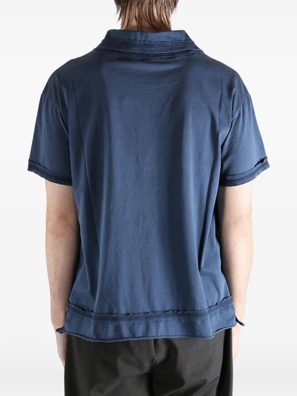 Kiko Kostadinov raw-hem Cotton T-shirt | Blue | FARFETCH SG