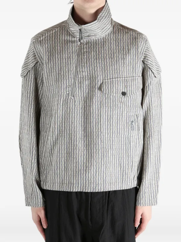 Kiko Kostadinov Striped Zipped Jacket | Grey | FARFETCH