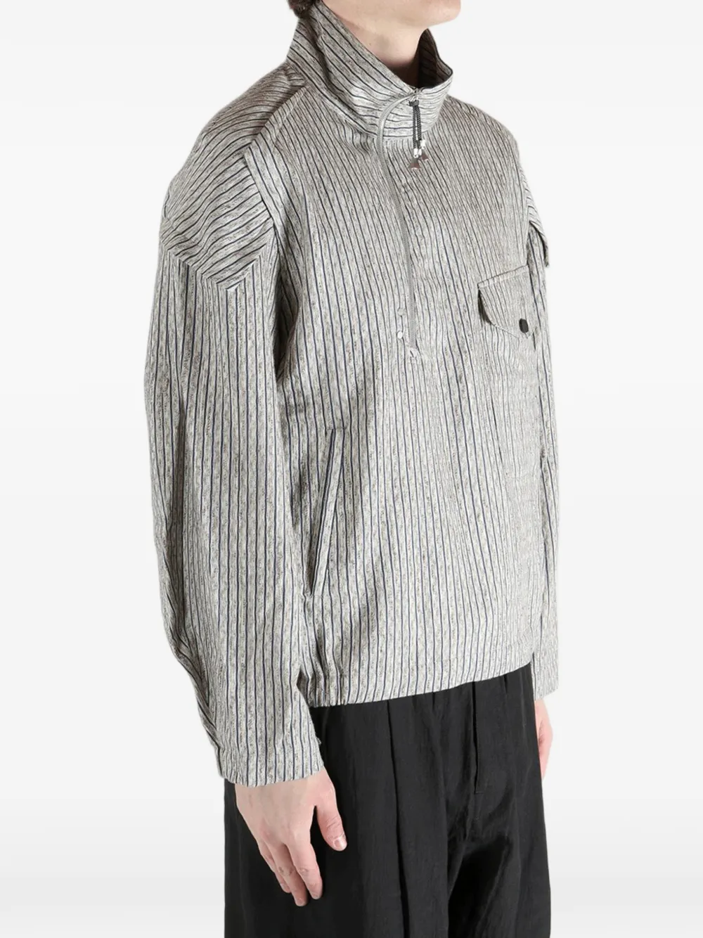 Kiko Kostadinov Striped Zipped Jacket | Grey | FARFETCH
