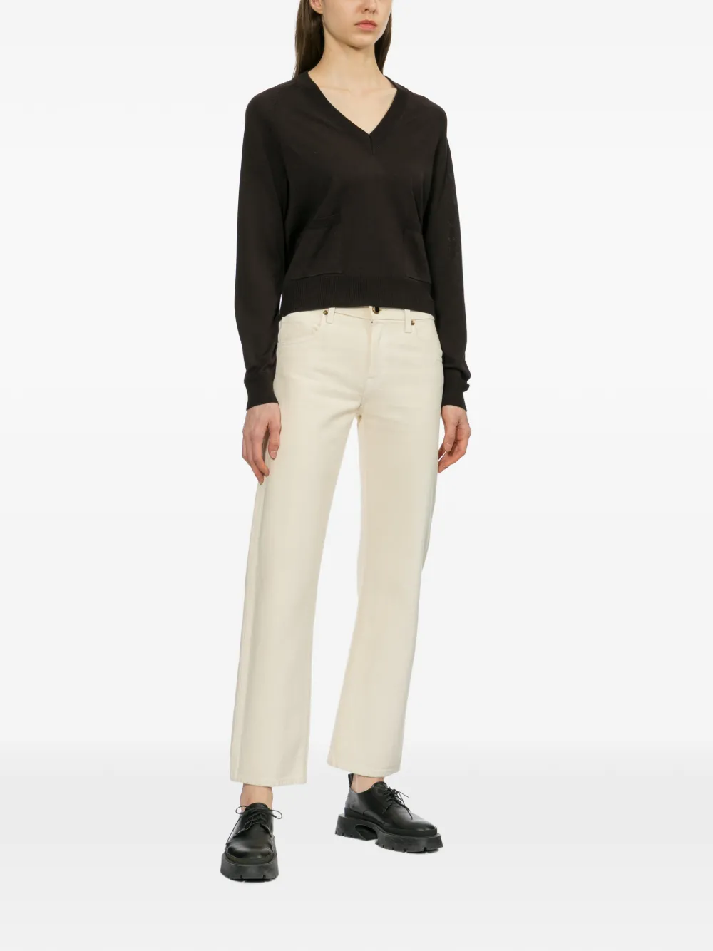  A.p.c. Pull En Coton à Col V - Marron 