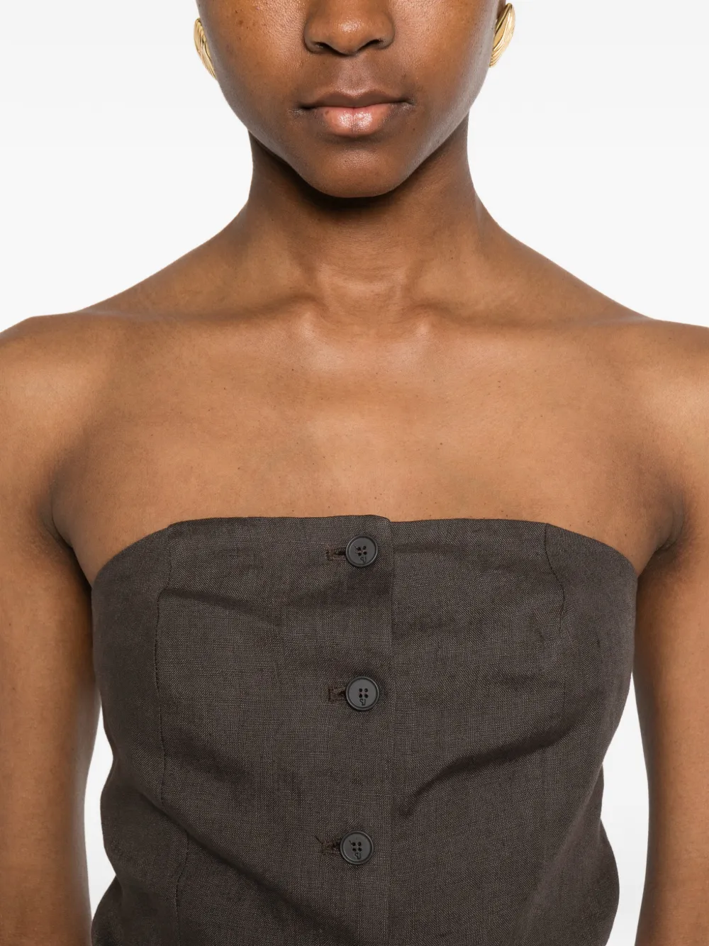 Su Bandeau top met knopen Bruin