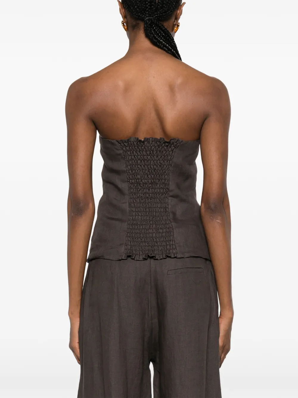 Su Bandeau top met knopen Bruin