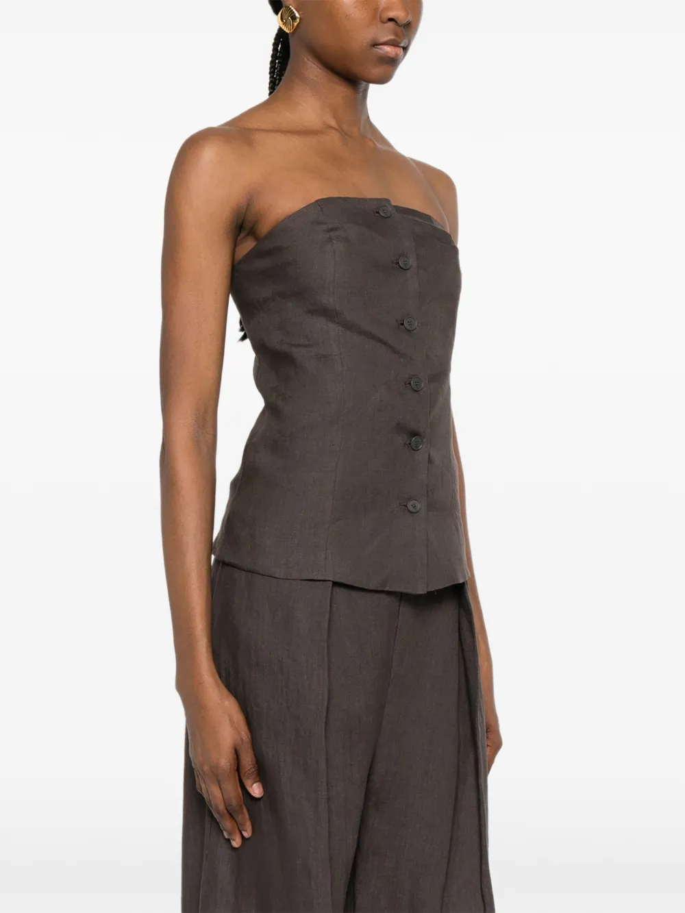 Su Bandeau top met knopen Bruin