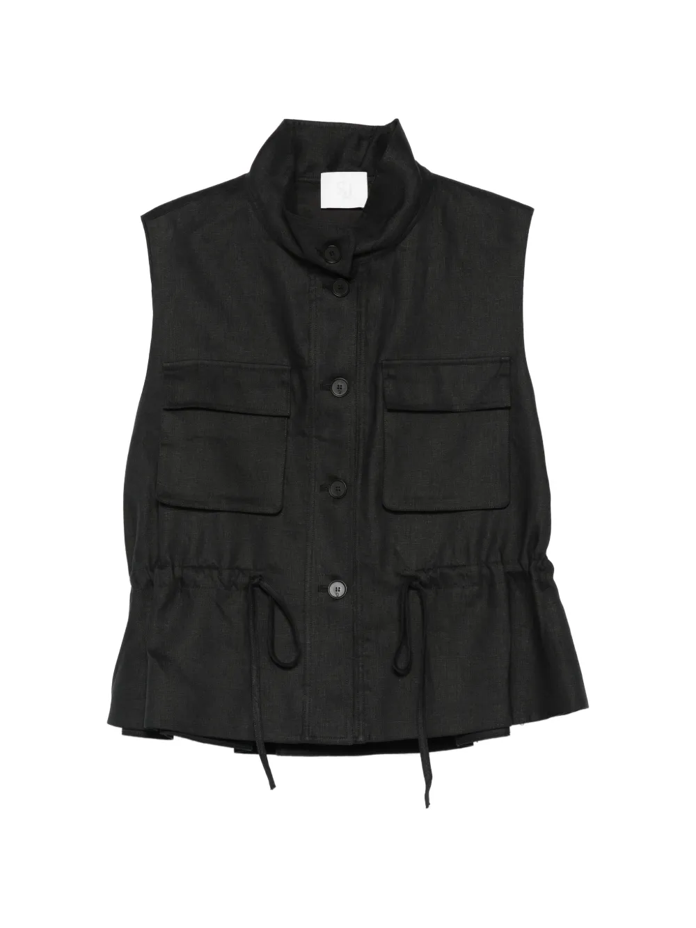 Su chest-pocket gilet - Black