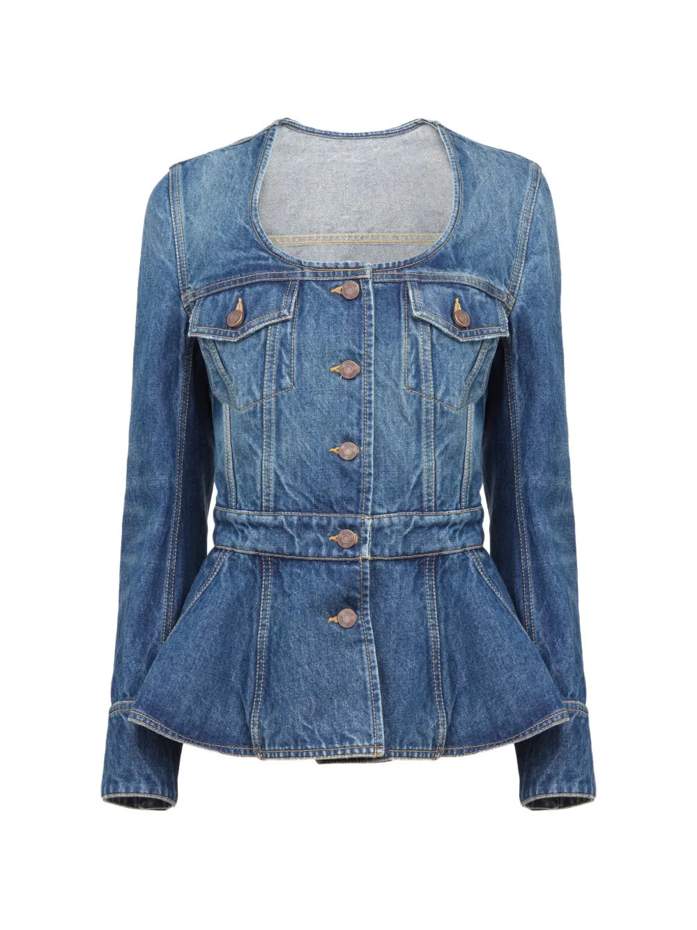 Chloé button flap-pocket denim jacket - Blau