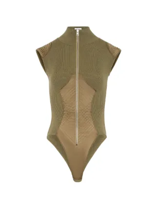 Jean Paul Gaultier リブ ジップ ボディスーツ | グリーン | FARFETCH JP