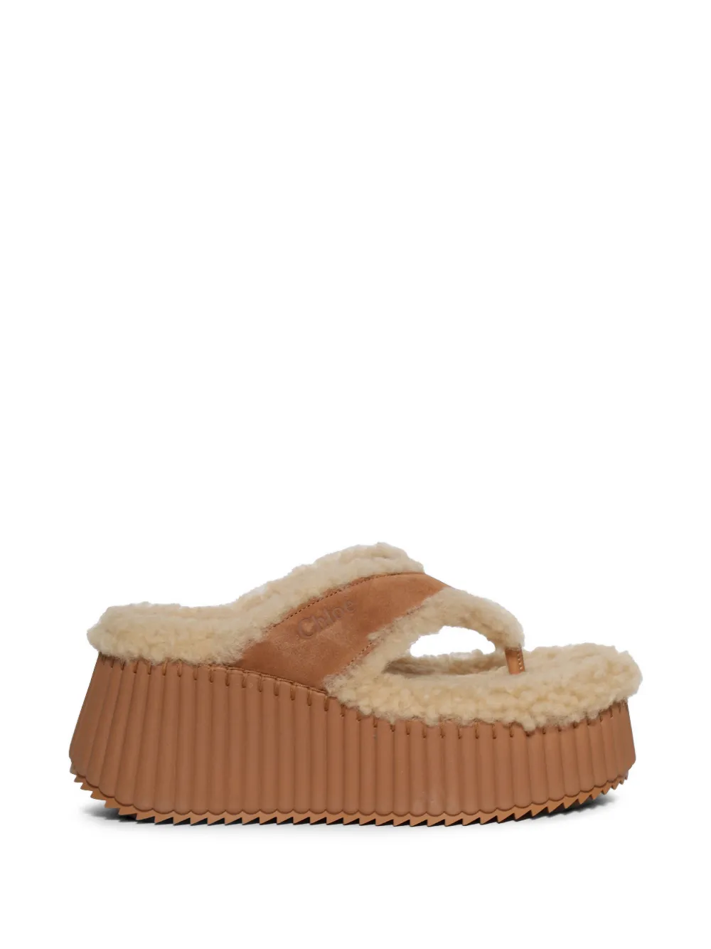 Chloé shearling flatform sandals Beige