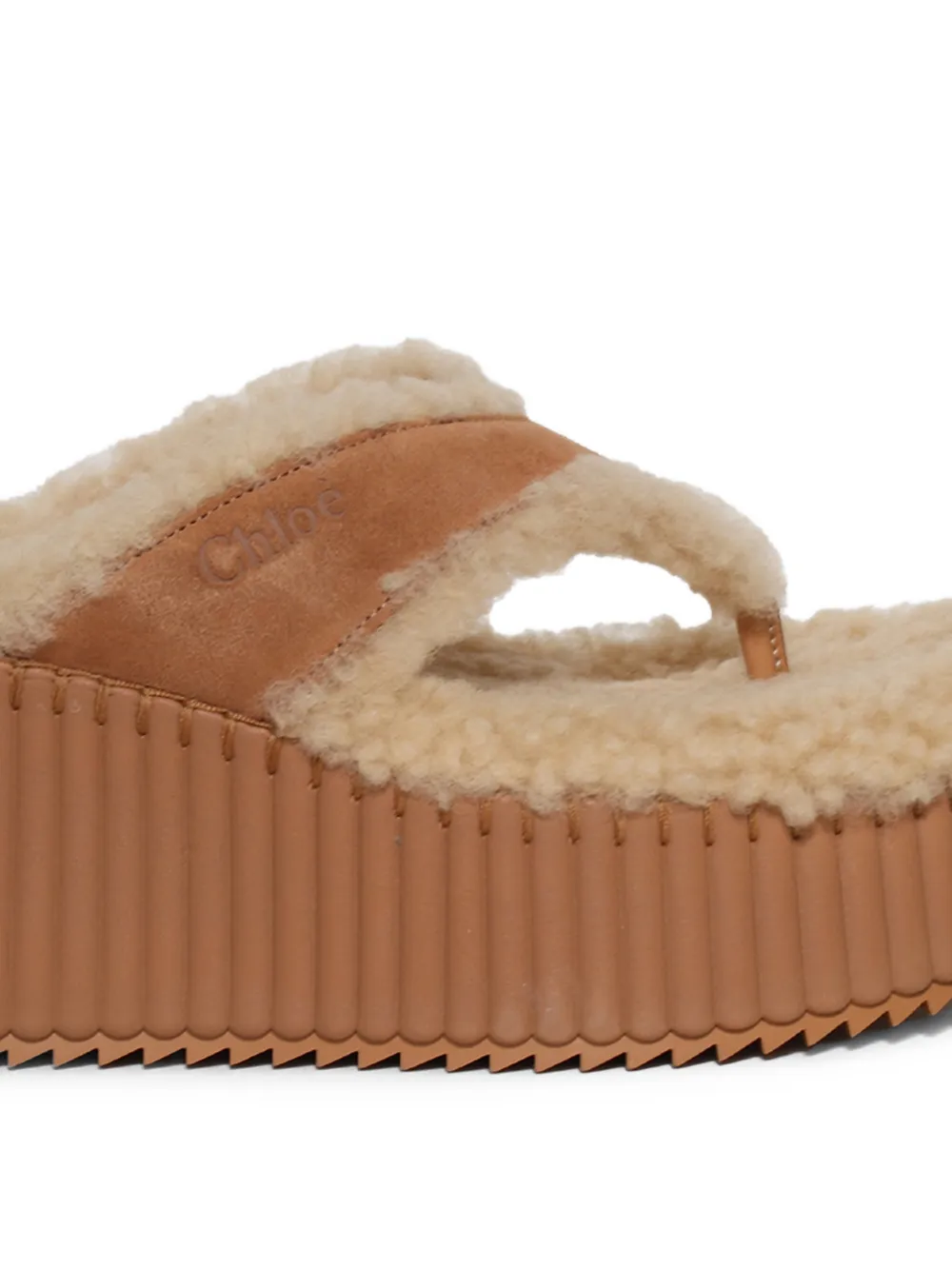 Chloé shearling flatform sandals Beige