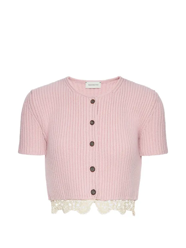 Magda Butrym Lace-trim Button Cardigan in Pink