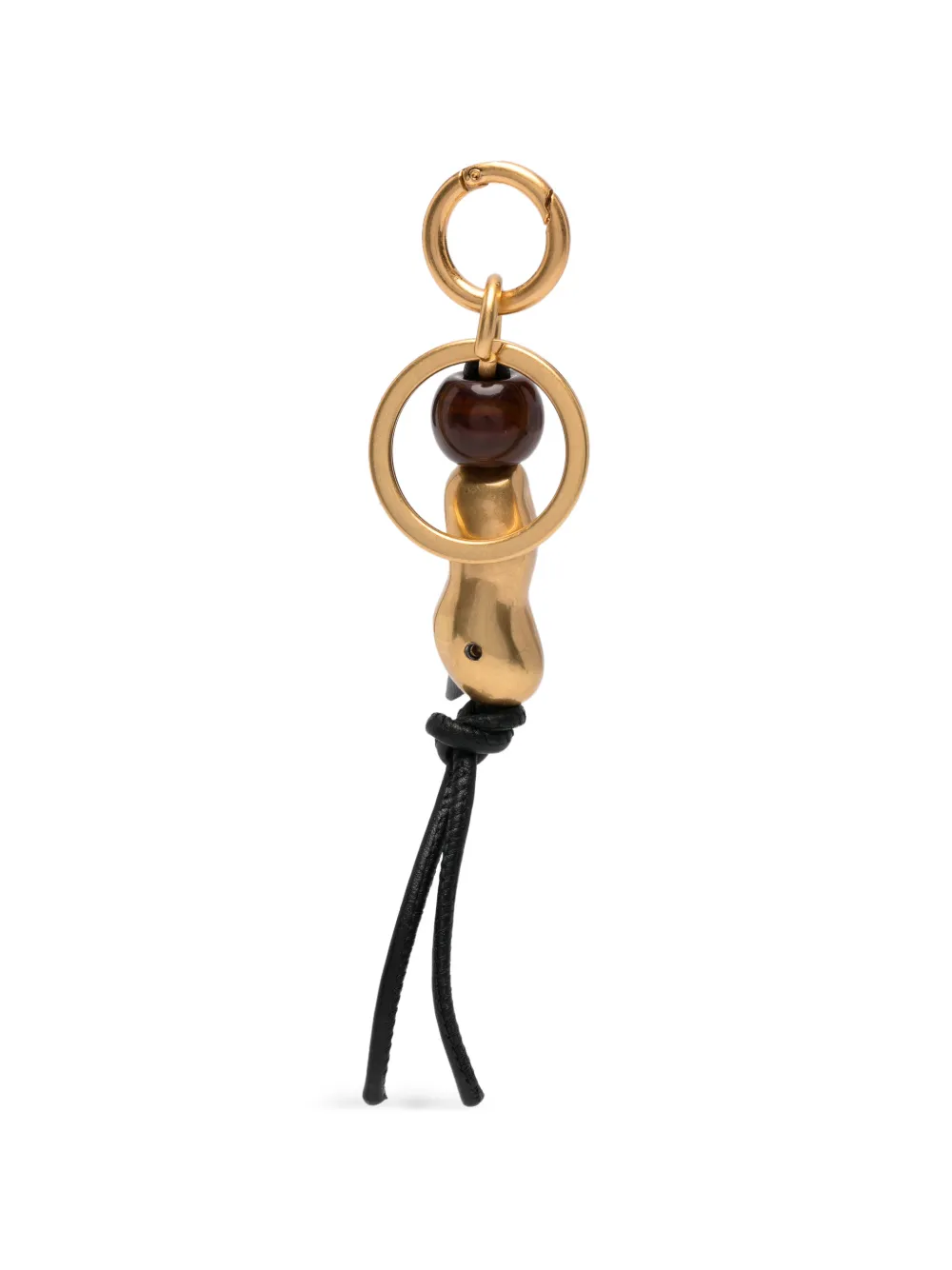 Wandler Sleutelhanger met bedel en leren afwerking Goud