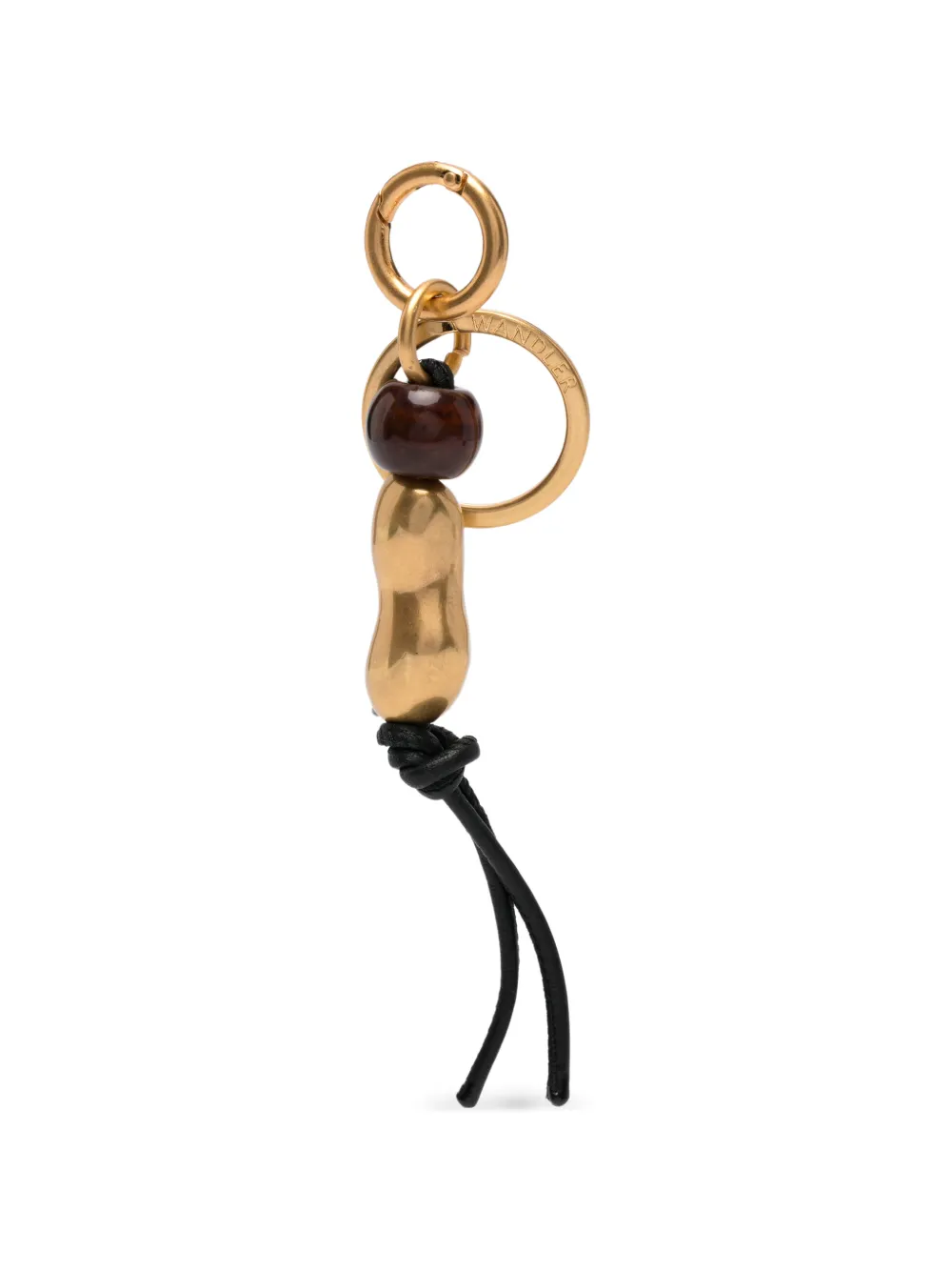 Wandler sculptural-charm leather-trim keyring - Oro