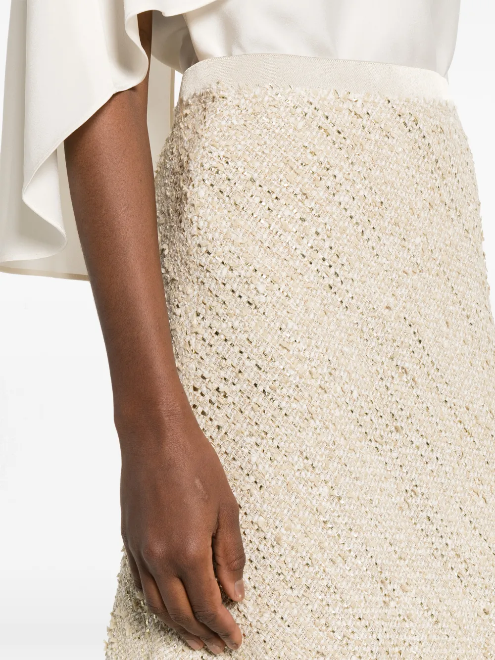 Luisa Cerano Mini-rok met franje zoom Beige