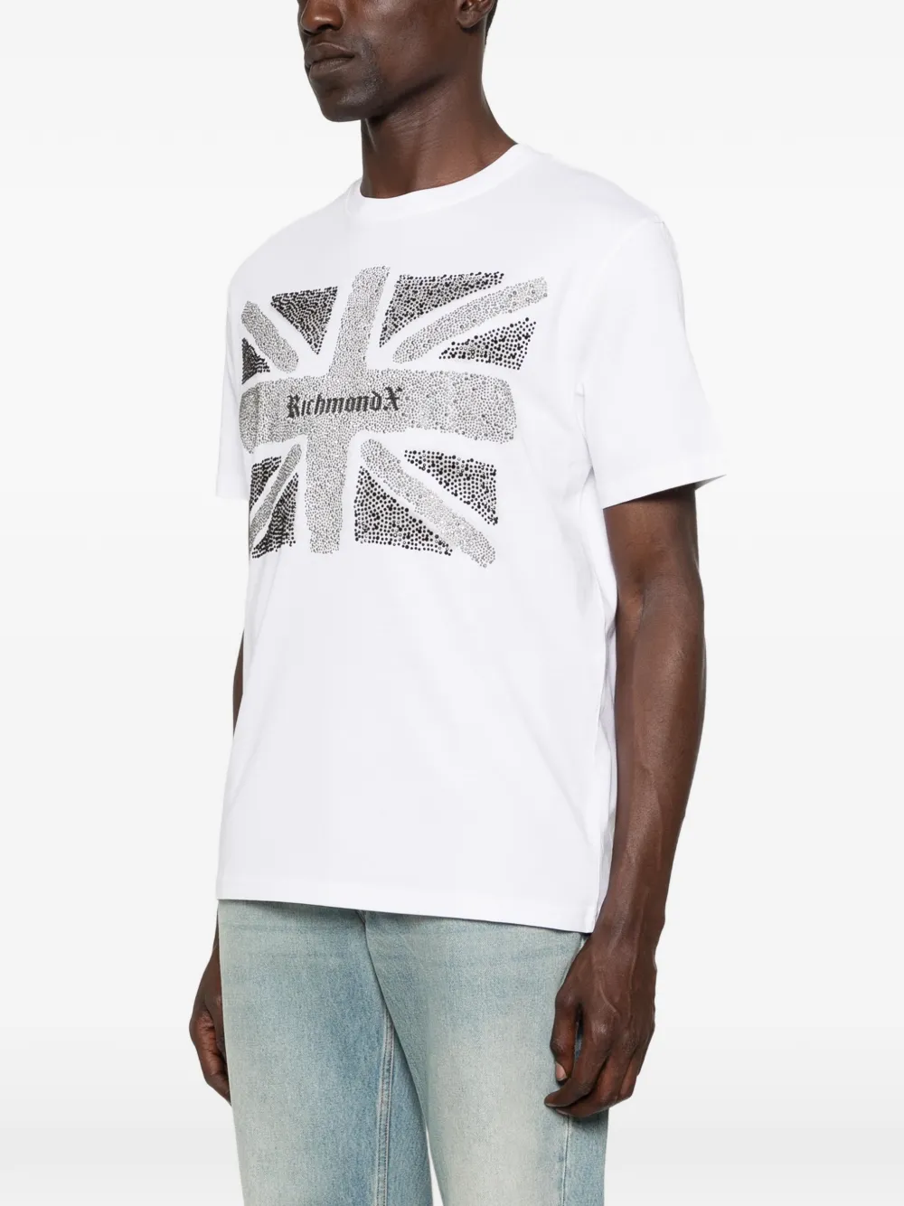 John Richmond Union Jack verfraaid T-shirt Wit