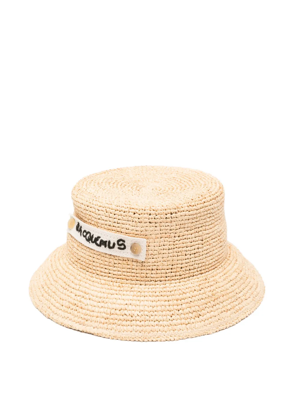 Jacquemus The Plage logo-patch raffia hat - Toni neutri