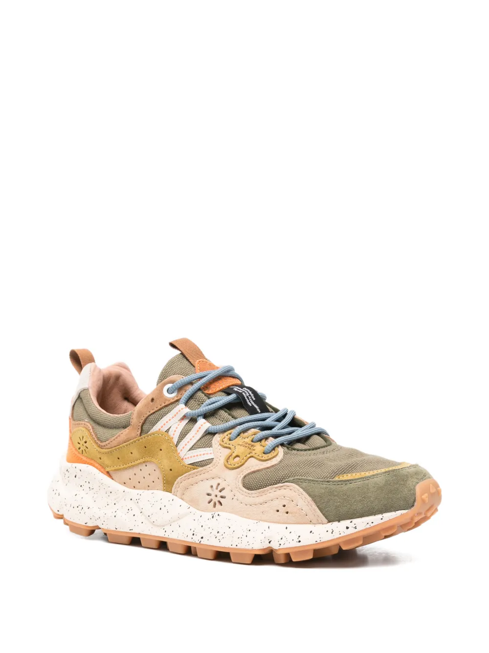 FLOWER MOUNTAIN Yamano 3 panelled suede-trim sneakers Groen