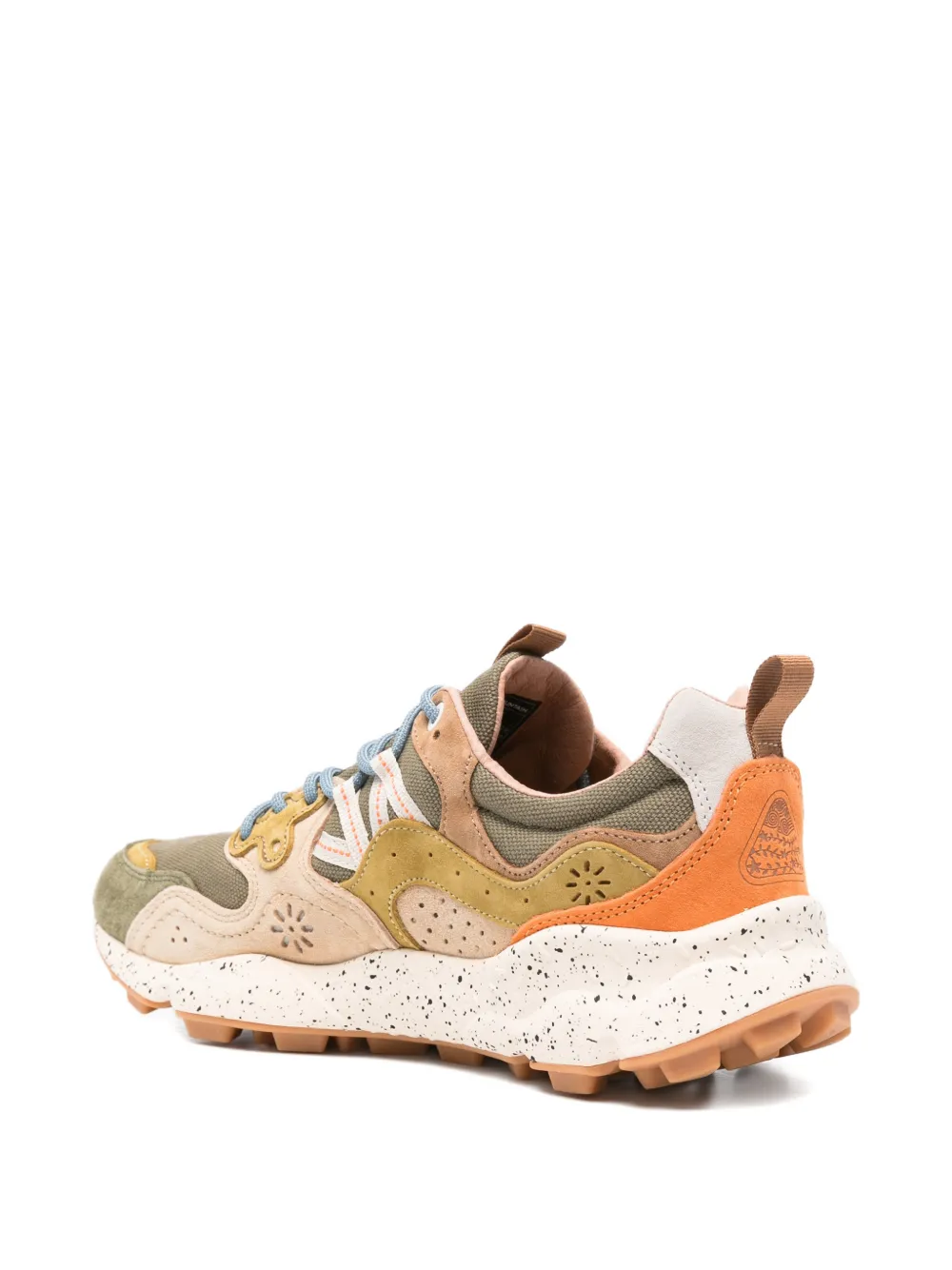 FLOWER MOUNTAIN Yamano 3 panelled suede-trim sneakers Groen