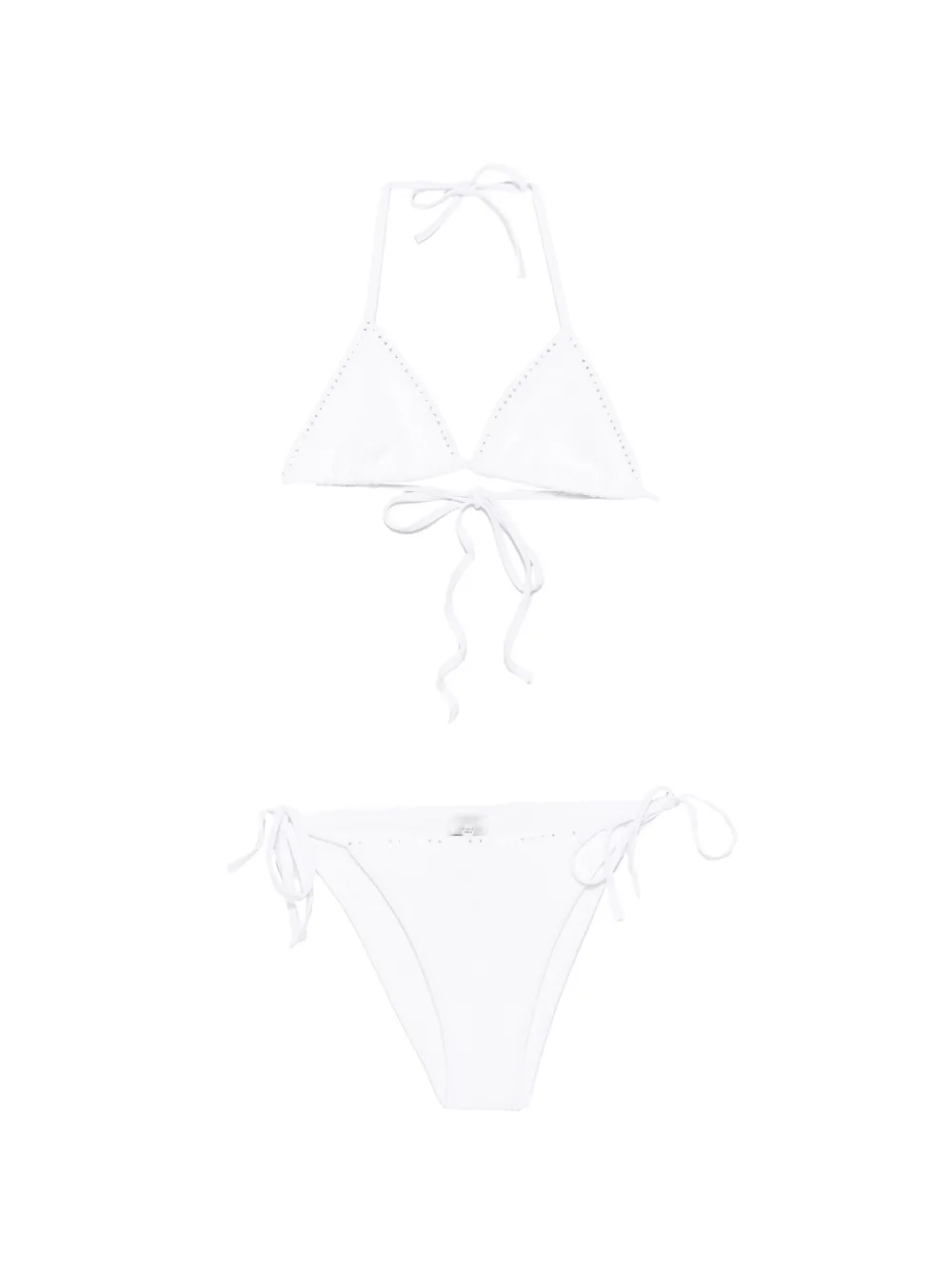 Hunza G crystal-embellished crinkle-effect bikini - Bianco