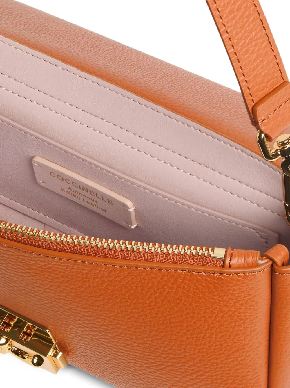 Coccinelle Medium C-Me lock bewerkte leren schoudertas Beige