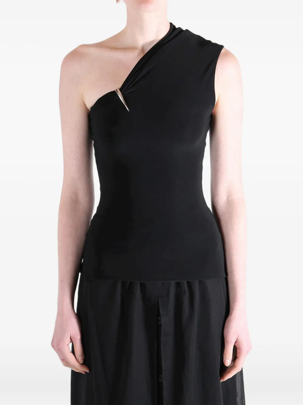  Grace Ling Claw One-shoulder Top - Black 