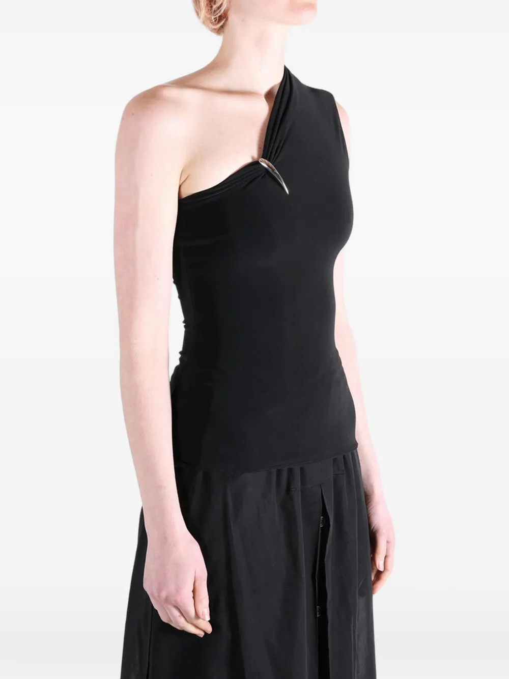  Grace Ling Claw One-shoulder Top - Black 