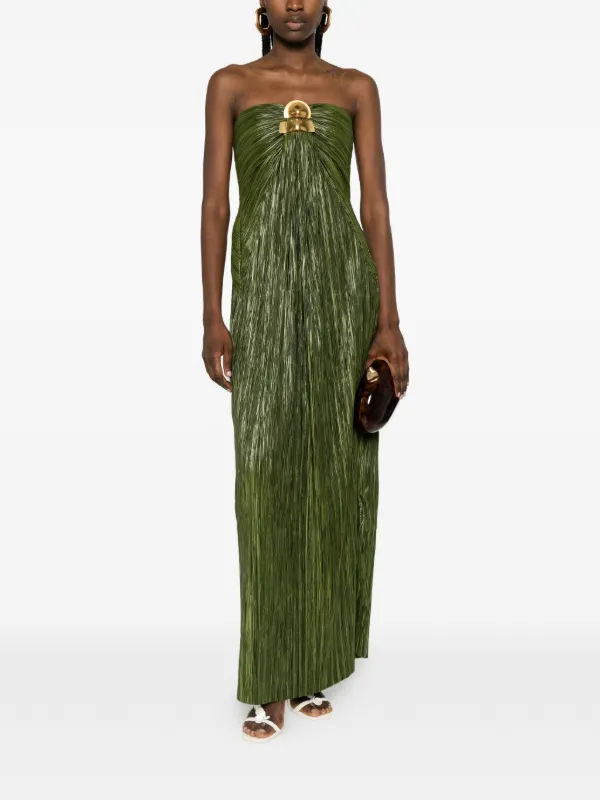 Cult Gaia Sequoia Pleated Maxi Dress | Green | FARFETCH IL