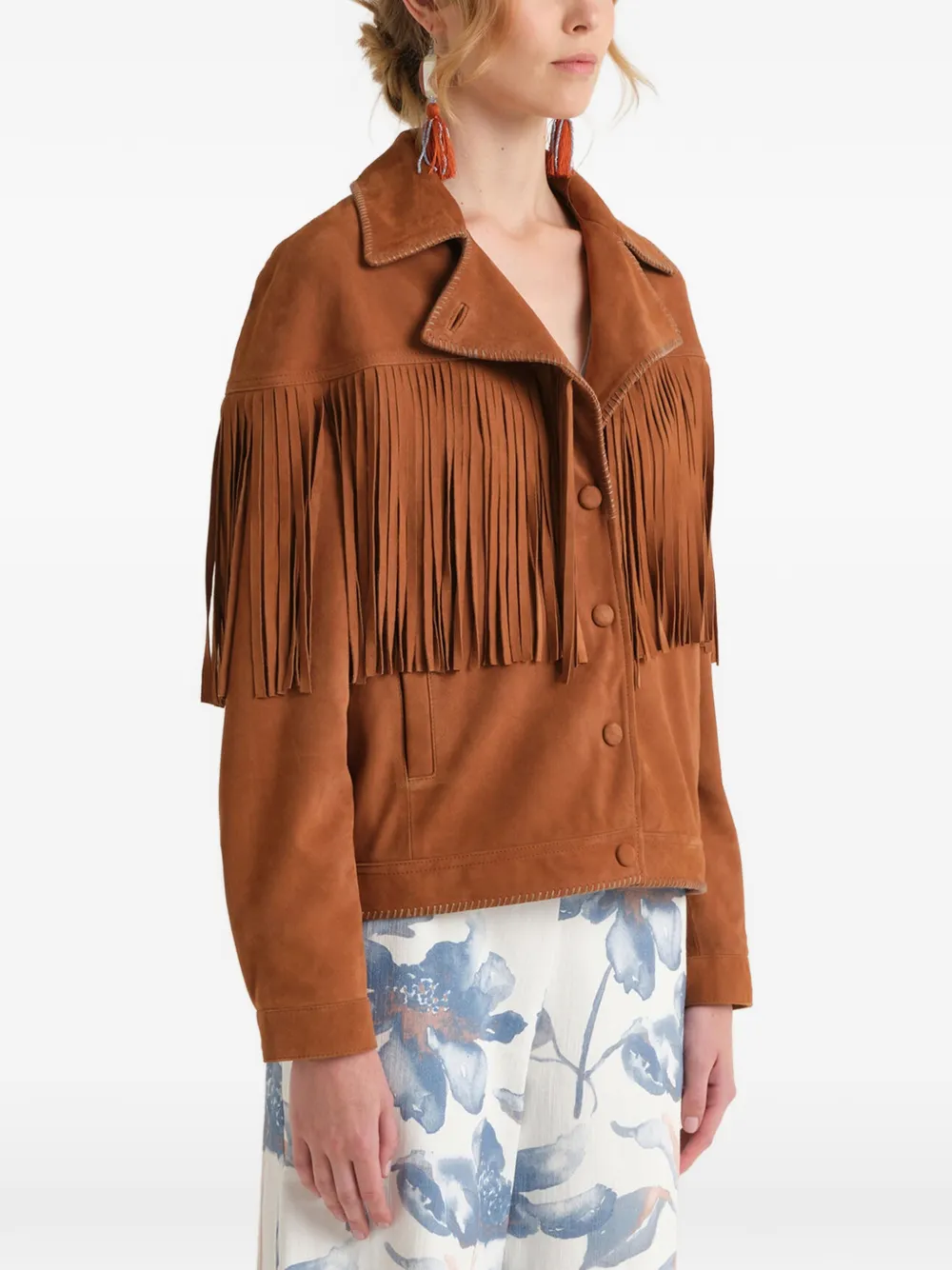  Maliparmi Fringed Biker Jacket - Brown 