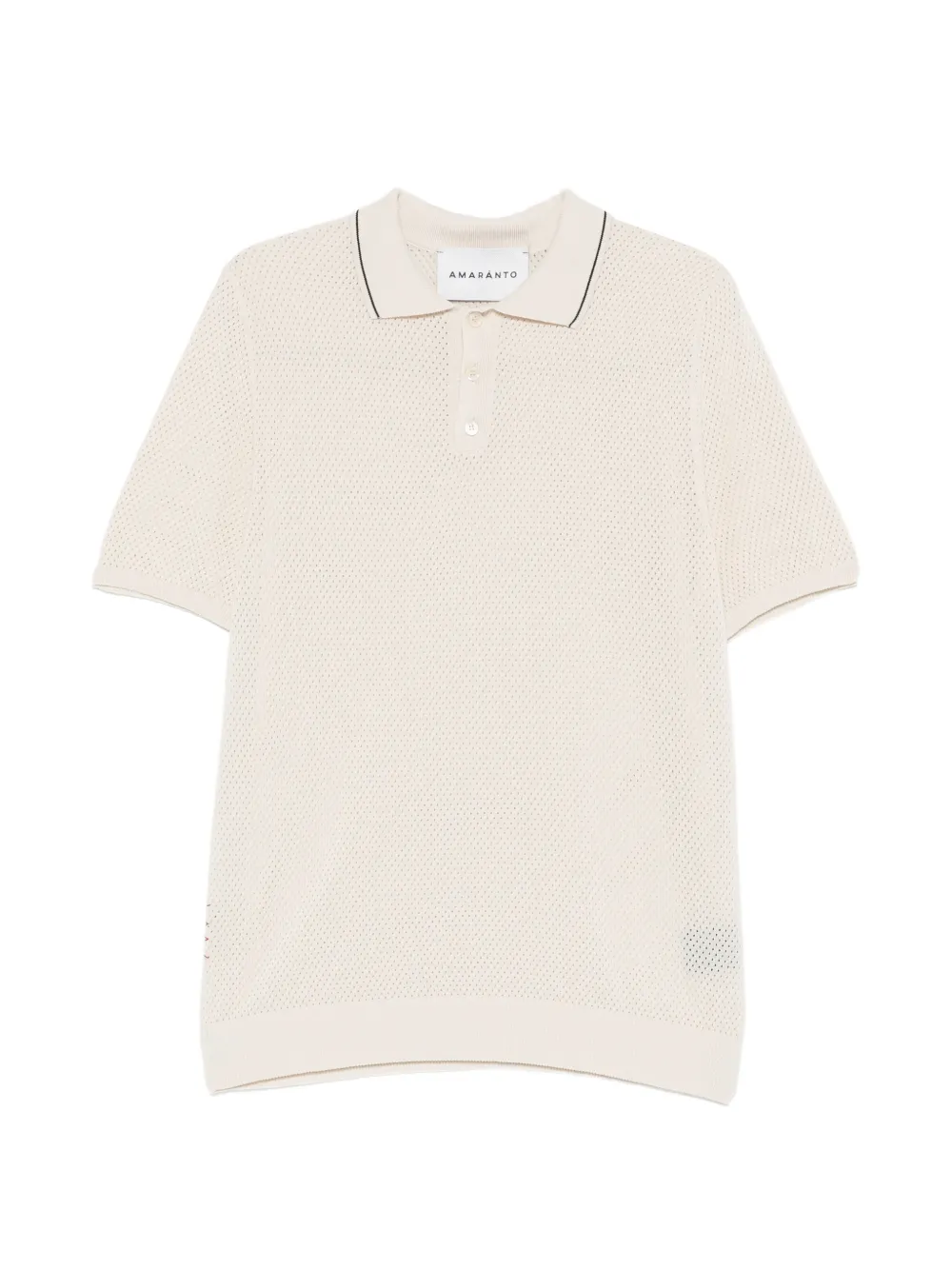 AMARANTO perforated-knit polo shirt - Bianco