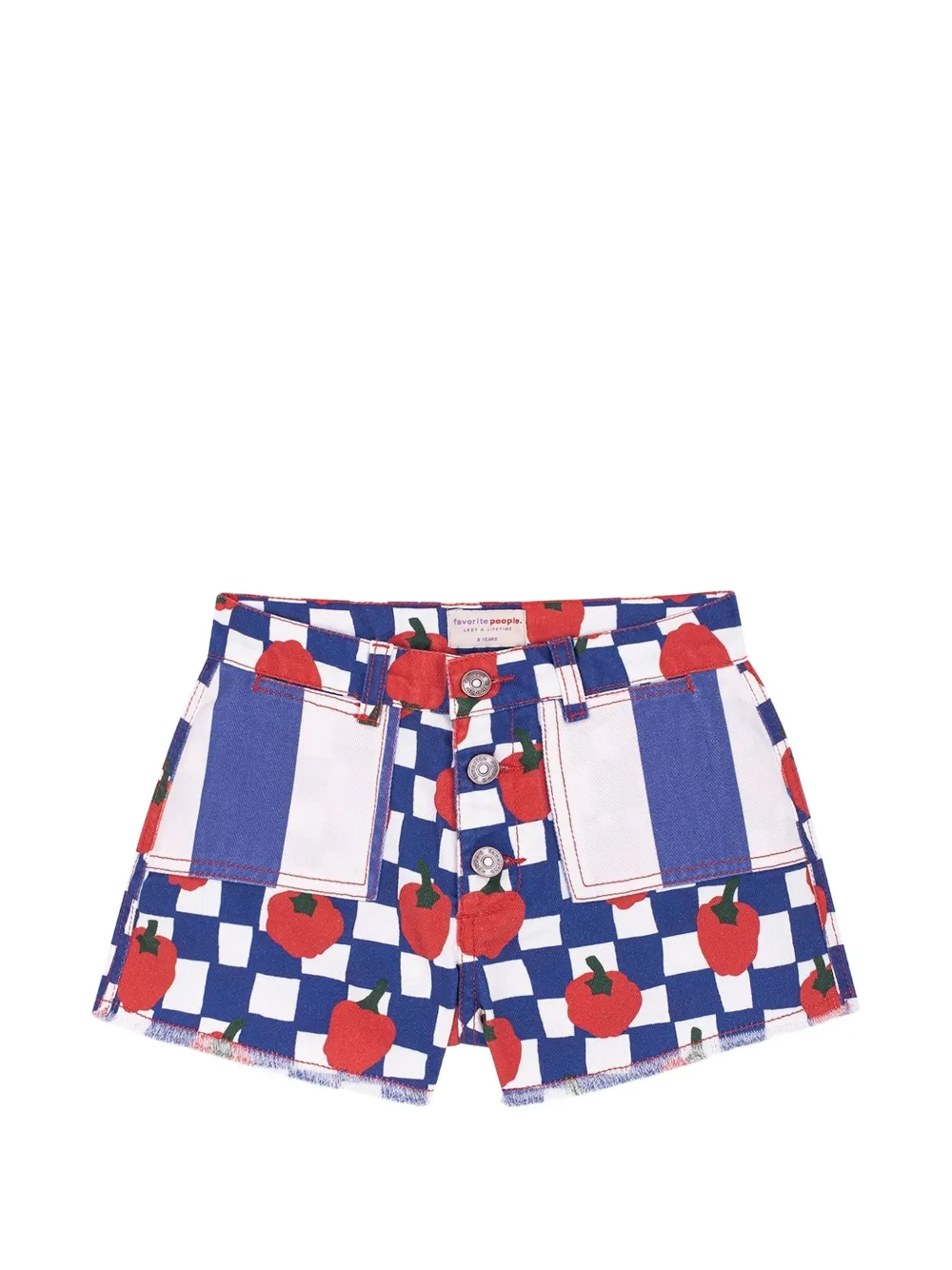 Favorite People La Cantina checkered printed shorts - Blue
