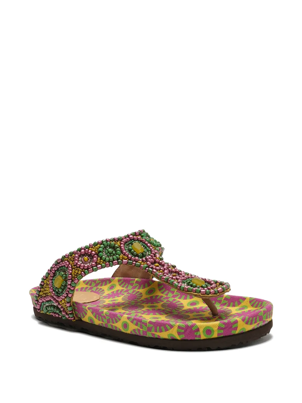 MALIPARMI Sandalen met kralen en bloemen Geel