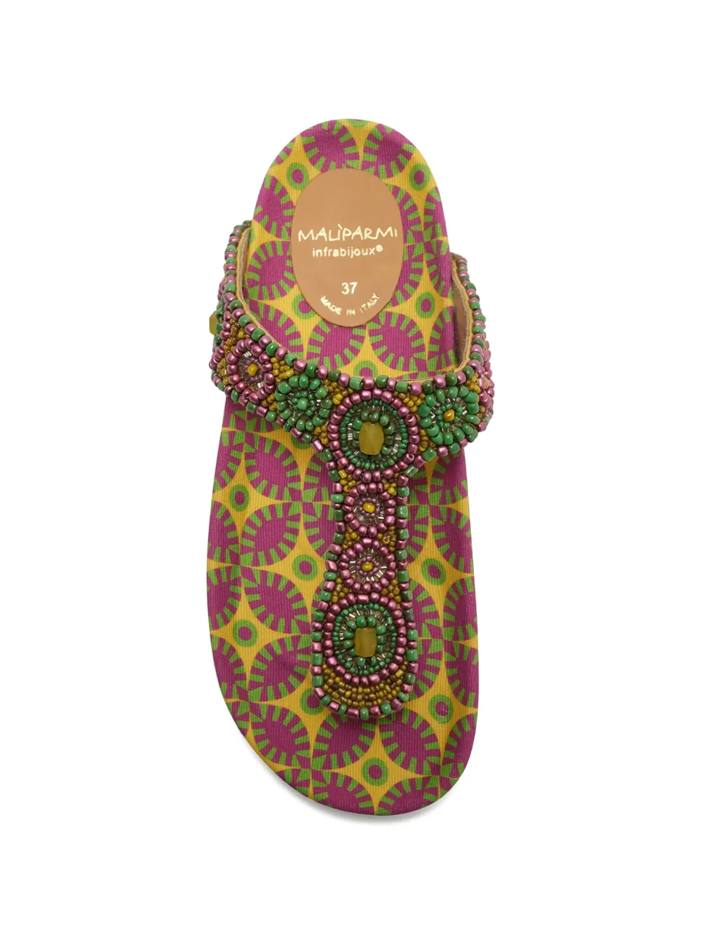 MALIPARMI Sandalen met kralen en bloemen Geel