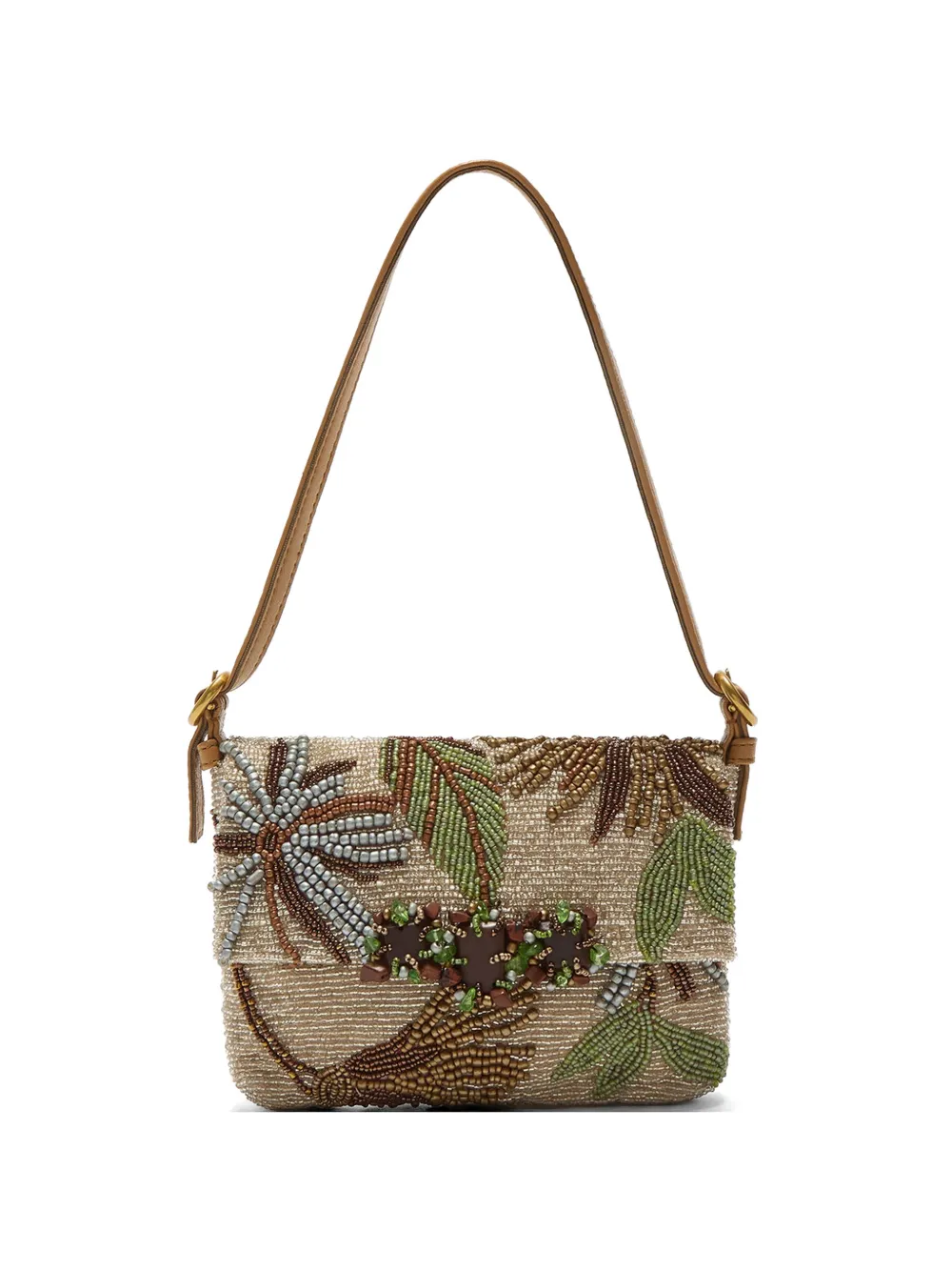 MALIPARMI beaded floral shoulder bag - Toni neutri