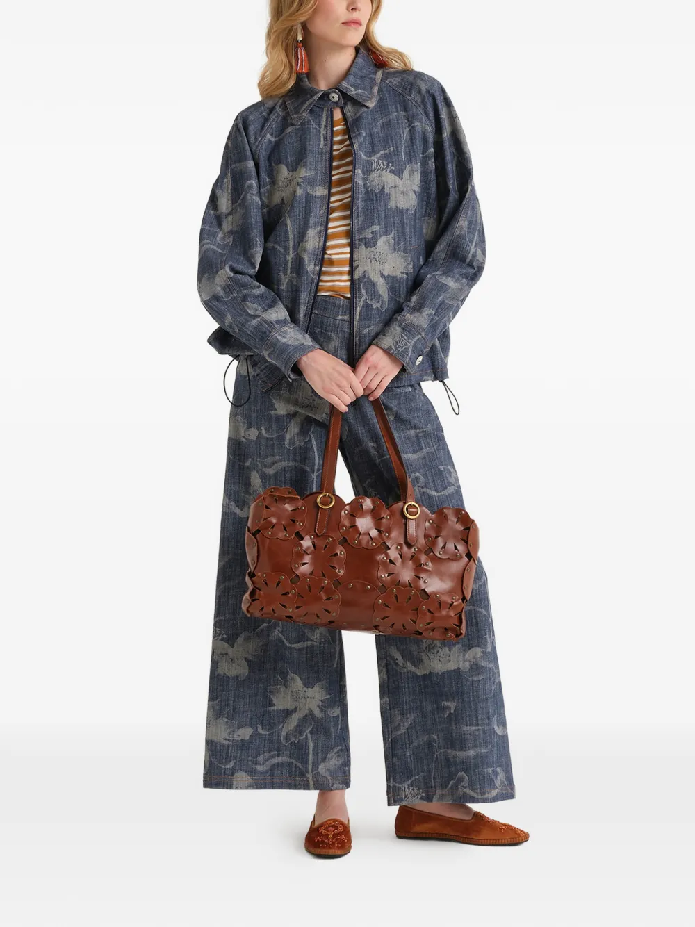 MALIPARMI Jack met bloemenprint Blauw