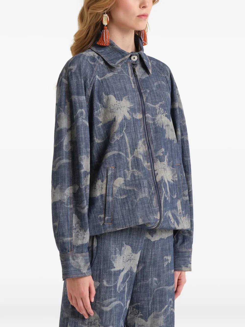 MALIPARMI Jack met bloemenprint Blauw