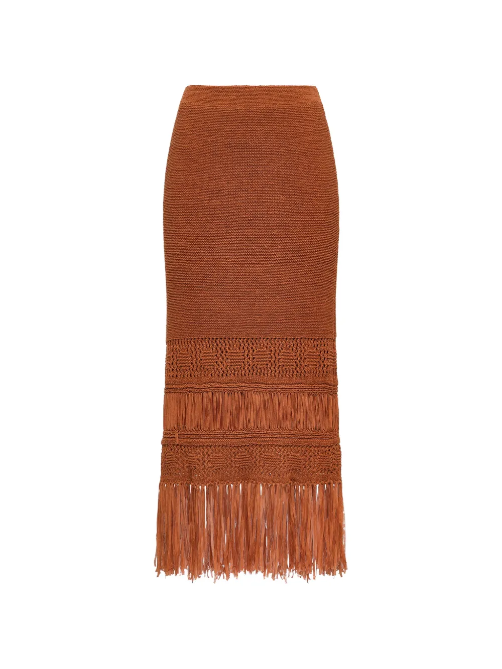 MALIPARMI fringed midi skirt - Marrone