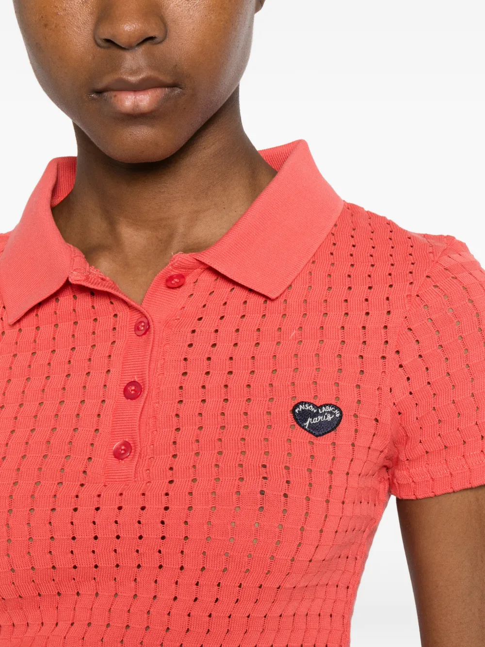 Maison Labiche Poloshirt met hart applicatie Oranje